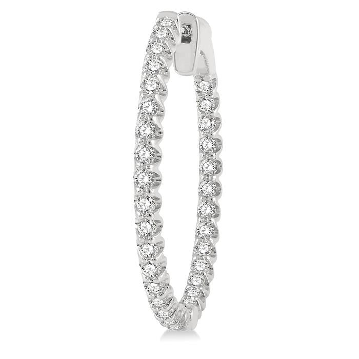 1 Ctw Inside-Out Round Cut Diamond Hoop Earrings in 14K White Gold