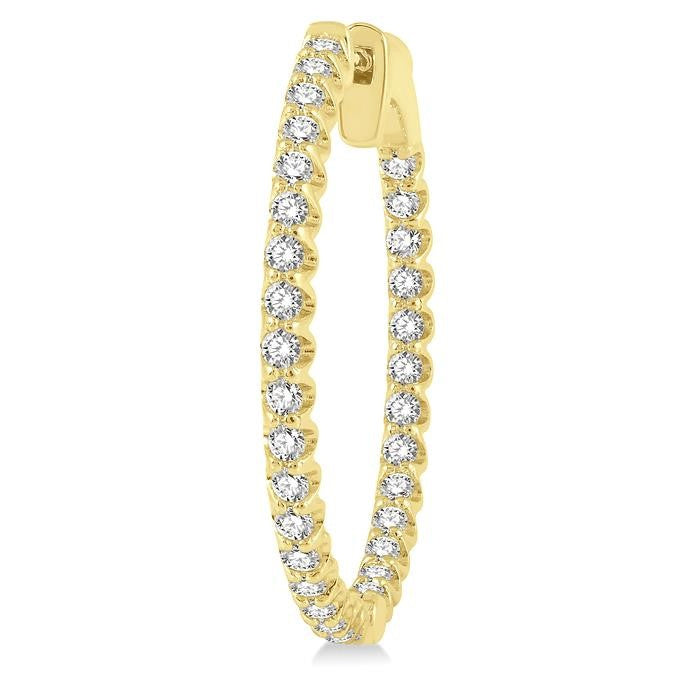 1 Ctw Inside-Out Round Cut Diamond Hoop Earrings in 14K Yellow Gold