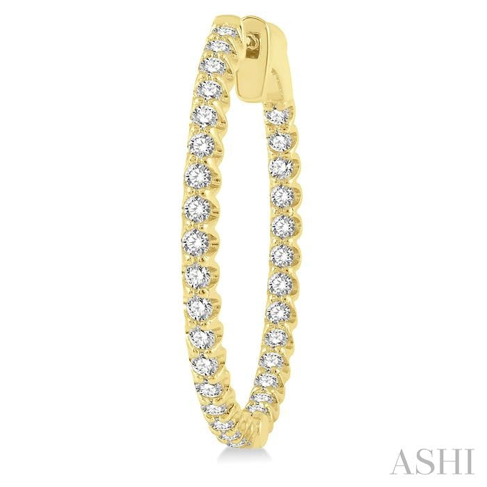 1 Ctw Inside-Out Round Cut Diamond Hoop Earrings in 14K Yellow Gold