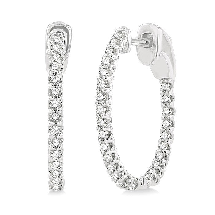 1/2 Ctw Inside-Out Round Cut Diamond Hoop Earrings in 18K White Gold