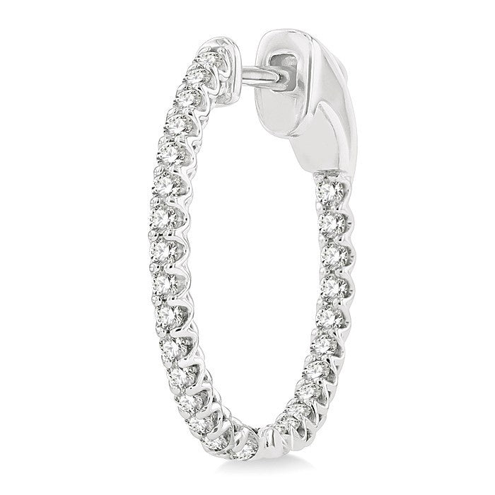1/2 Ctw Inside-Out Round Cut Diamond Hoop Earrings in 18K White Gold