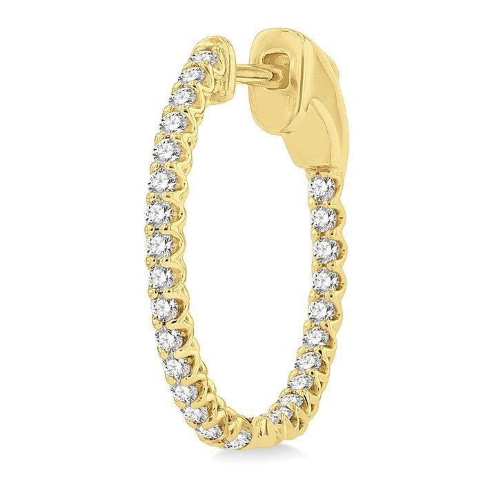 1/2 Ctw Inside-Out Round Cut Diamond Hoop Earrings in 18K Yellow Gold
