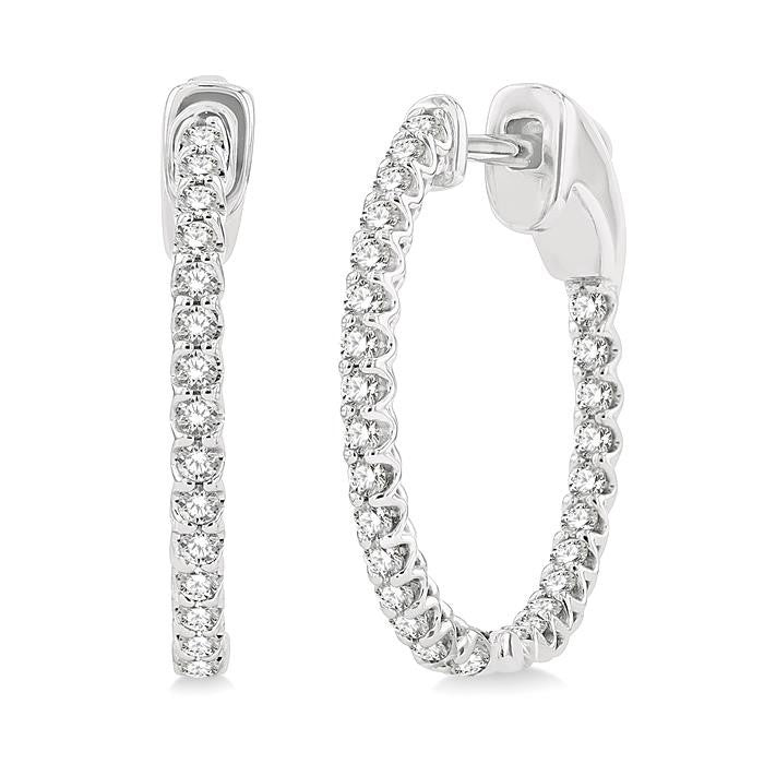 1/2 Ctw Inside-Out Round Cut Diamond Hoop Earrings in 14K White Gold