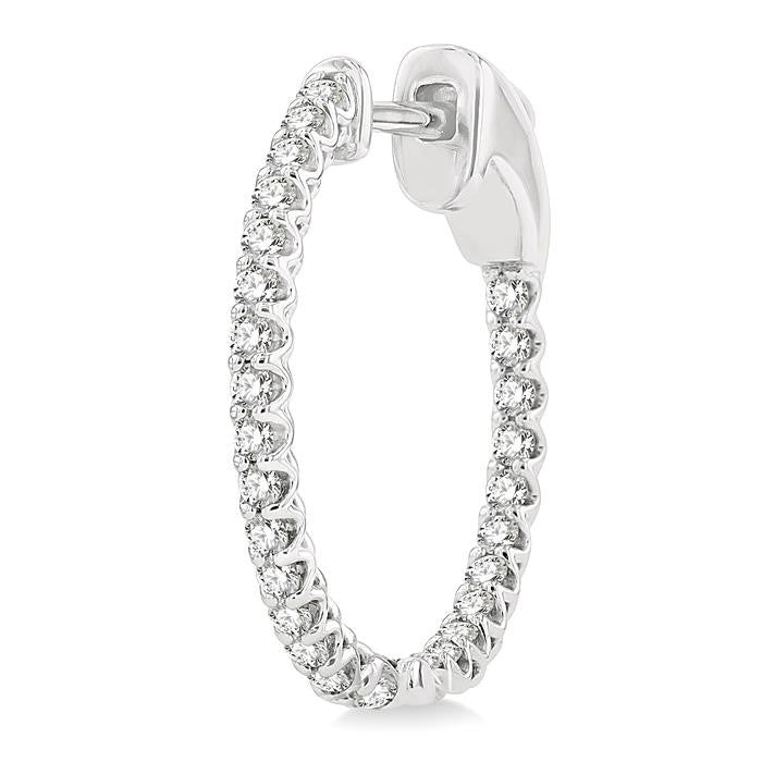 1/2 Ctw Inside-Out Round Cut Diamond Hoop Earrings in 14K White Gold