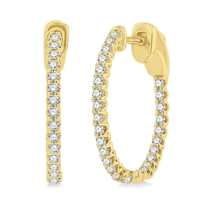 1/2 Ctw Inside-Out Round Cut Diamond Hoop Earrings in 14K Yellow Gold