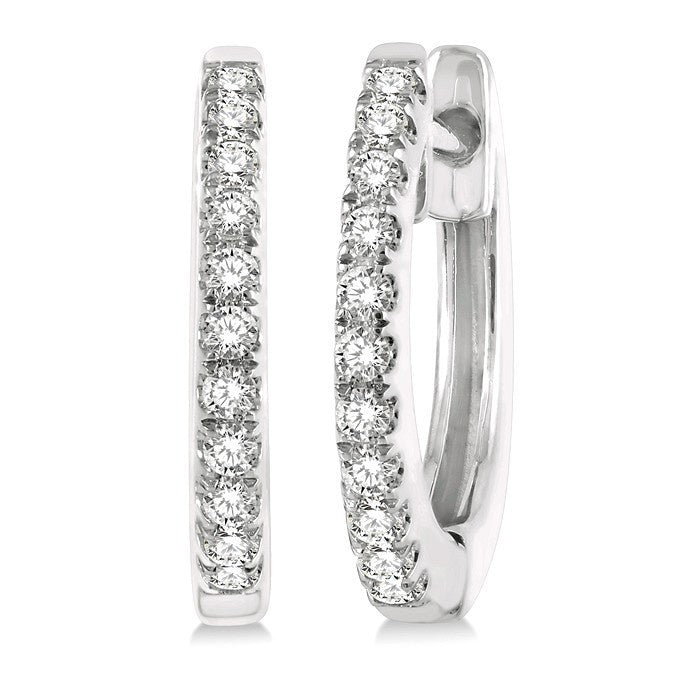 1/6 Ctw Round Cut Diamond Petite Fashion Huggie Earrings in 14K White Gold