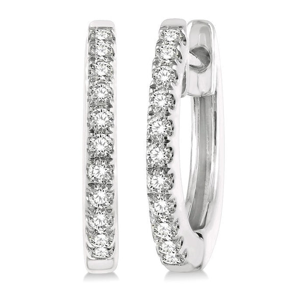 1/6 Ctw Round Cut Diamond Petite Fashion Huggie Earrings in 14K White Gold