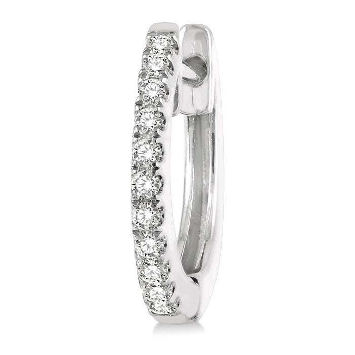 1/6 Ctw Round Cut Diamond Petite Fashion Huggie Earrings in 14K White Gold