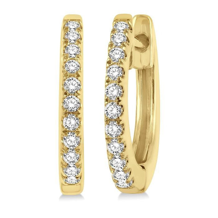 1/6 Ctw Round Cut Diamond Petite Fashion Huggie Earrings in 14K Yellow Gold