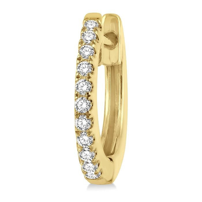 1/6 Ctw Round Cut Diamond Petite Fashion Huggie Earrings in 14K Yellow Gold