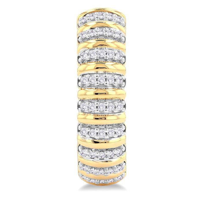 Ribbed Diamond Half Hoop Earrings