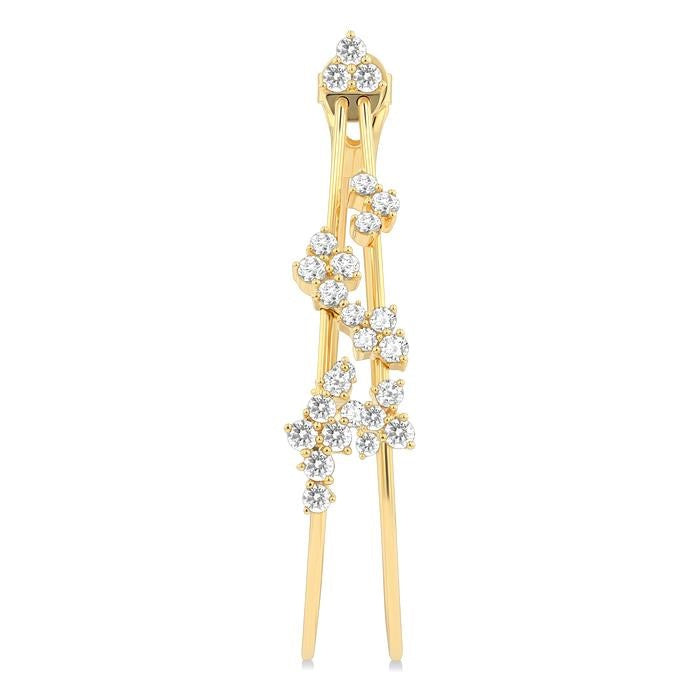 2 1/6 Ctw Scatter Round Cut Diamond Fashion Double Hoop Earrings in 14K Yellow Gold
