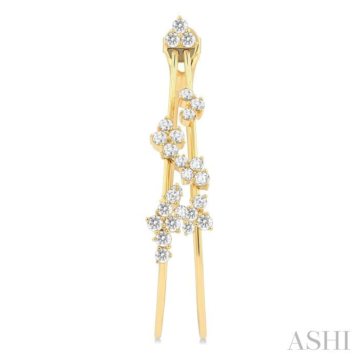 2 1/6 Ctw Scatter Round Cut Diamond Fashion Double Hoop Earrings in 14K Yellow Gold
