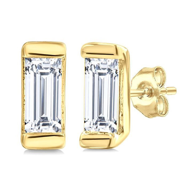 1/10 Ctw Baguette Diamond Petite Fashion Earrings in 10K Yellow Gold