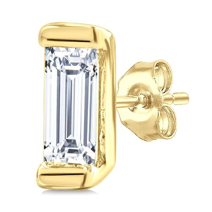1/10 Ctw Baguette Diamond Petite Fashion Earrings in 10K Yellow Gold
