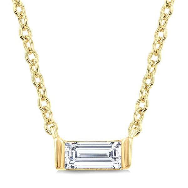 1/20 Ctw Baguette Diamond Petite Fashion Pendant With Chain in 10K Yellow Gold