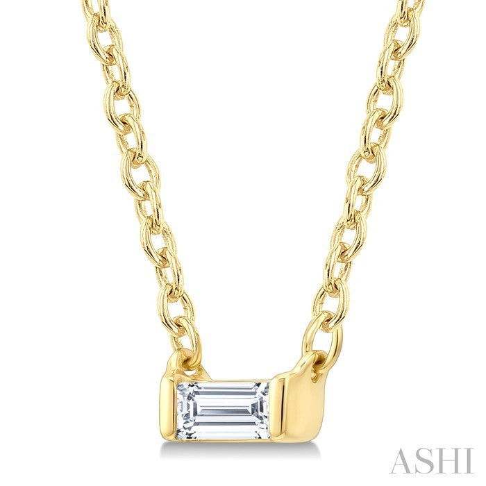 1/20 Ctw Baguette Diamond Petite Fashion Pendant With Chain in 10K Yellow Gold