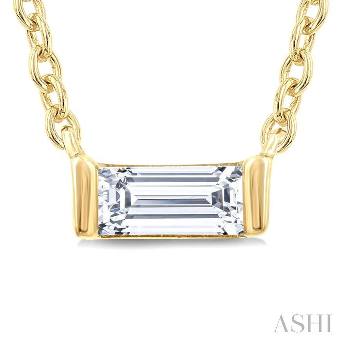 1/20 Ctw Baguette Diamond Petite Fashion Pendant With Chain in 10K Yellow Gold