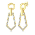1/3 Ctw Hexagon & Pentagon Link Round Cut Diamond Fashion Earrings in 10K Yellow Gold