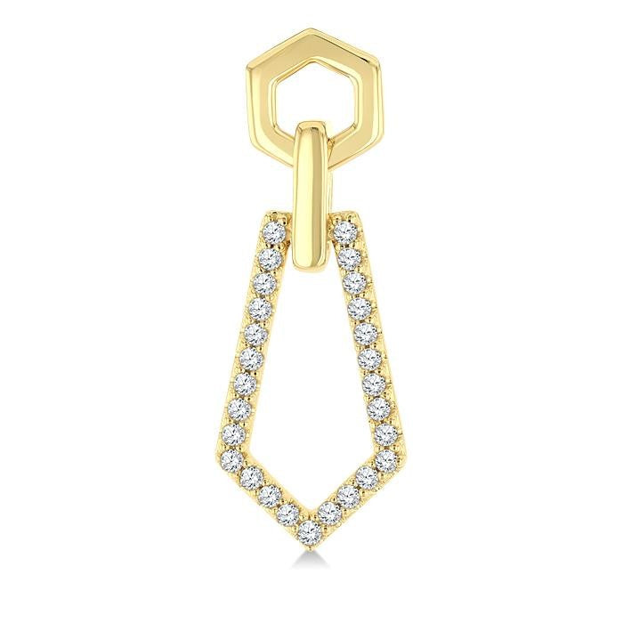1/3 Ctw Hexagon & Pentagon Link Round Cut Diamond Fashion Earrings in 10K Yellow Gold