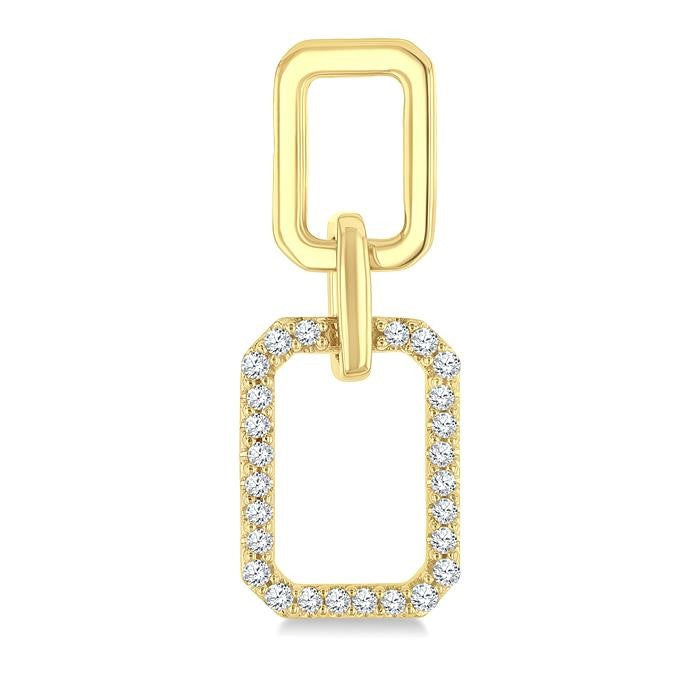 1/3 Ctw Octagonal Shape Link Round Cut Diamond Fashion Earrings in 10K Yellow Gold