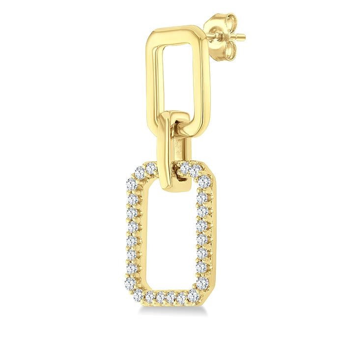 1/3 Ctw Octagonal Shape Link Round Cut Diamond Fashion Earrings in 10K Yellow Gold