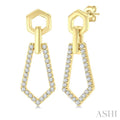 1/3 Ctw Hexagon & Pentagon Link Round Cut Diamond Fashion Earrings in 10K Yellow Gold