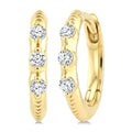 1/10 Ctw Round Cut Diamond huggie Fashion Hoop Earrings in 10K Yellow Gold