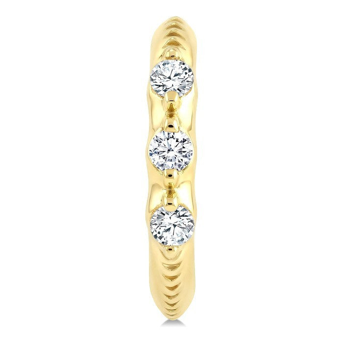 1/10 Ctw Round Cut Diamond huggie Fashion Hoop Earrings in 10K Yellow Gold