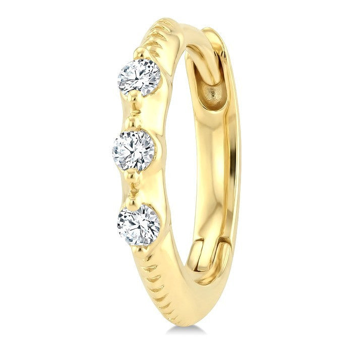 1/10 Ctw Round Cut Diamond huggie Fashion Hoop Earrings in 10K Yellow Gold
