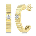 1/10 Ctw Bezel Set Round Cut Diamond Pirouette Fashion Half Hoop Earrings in 10K Yellow Gold