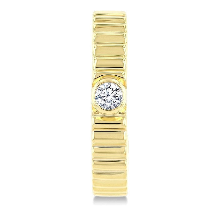 1/10 Ctw Bezel Set Round Cut Diamond Pirouette Fashion Half Hoop Earrings in 10K Yellow Gold