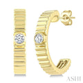 1/10 Ctw Bezel Set Round Cut Diamond Pirouette Fashion Half Hoop Earrings in 10K Yellow Gold