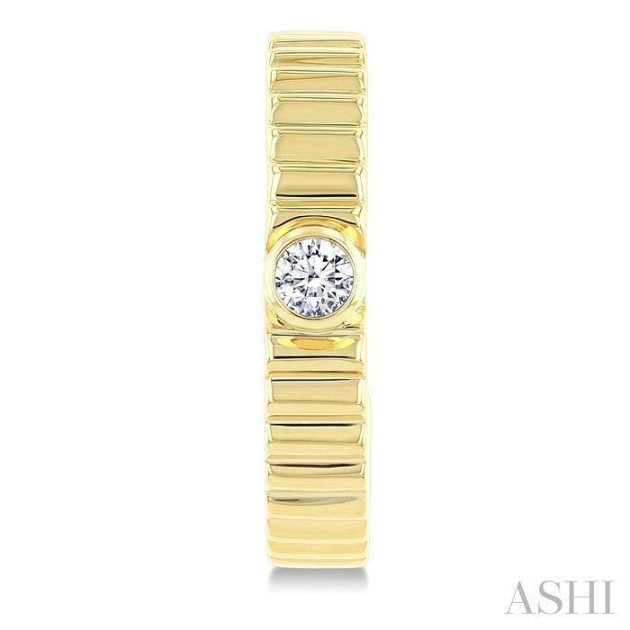 1/10 Ctw Bezel Set Round Cut Diamond Pirouette Fashion Half Hoop Earrings in 10K Yellow Gold