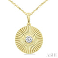 1/10 Ctw Bezel Set Round Cut Diamond Pirouette Fashion Pendant With Chain in 10K Yellow Gold