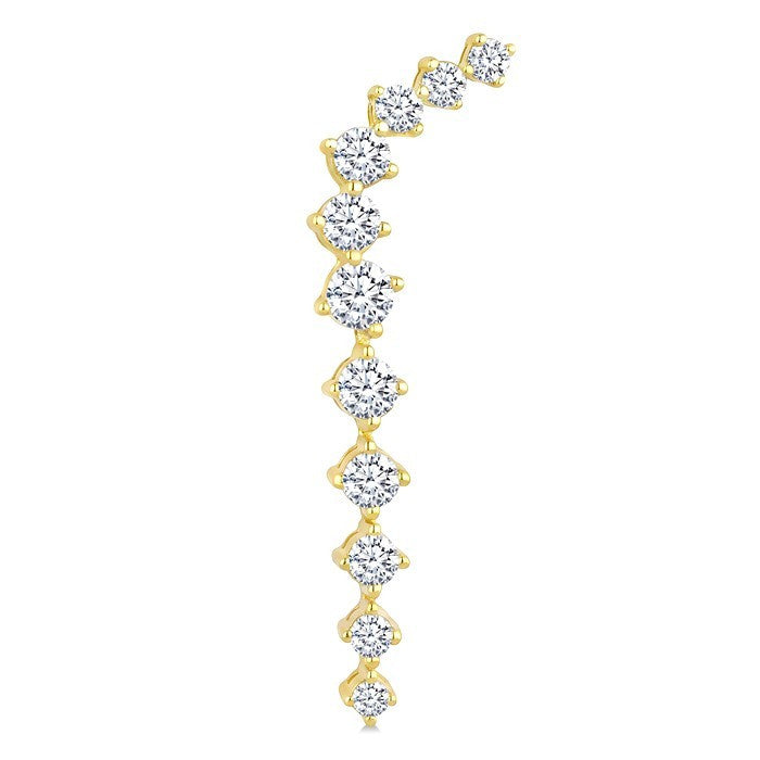 1 1/2 Ctw Round Cut Diamond Asymmetrical Fashion Earrings in 14K Yellow Gold