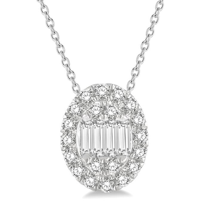 Oval Shape Halo Fusion Diamond Fashion Pendant