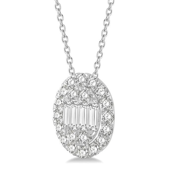 Oval Shape Halo Fusion Diamond Fashion Pendant