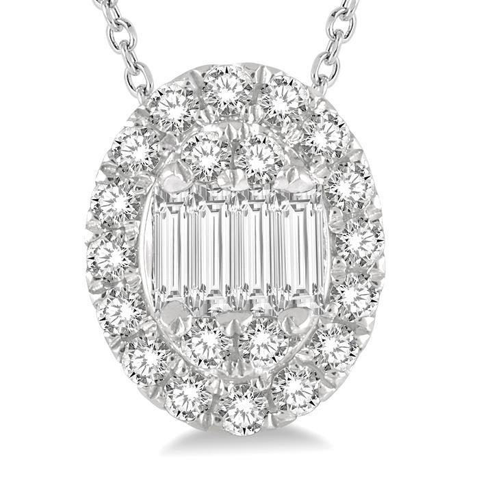Oval Shape Halo Fusion Diamond Fashion Pendant