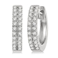 1/3 Ctw Twin Row Round Cut Diamond Petite Fashion Huggie Earrings in 14K White Gold