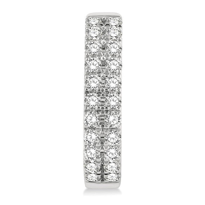 1/3 Ctw Twin Row Round Cut Diamond Petite Fashion Huggie Earrings in 14K White Gold