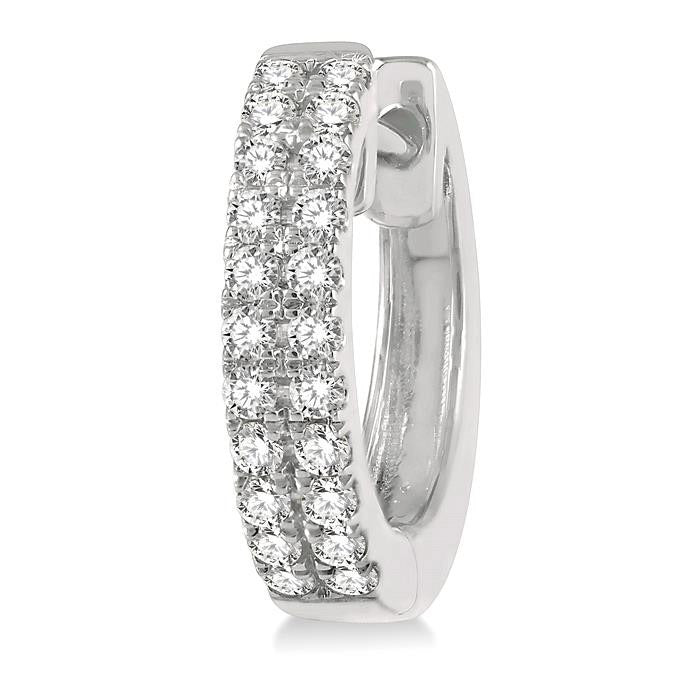 Two Row Diamond Petite Huggie Earrings