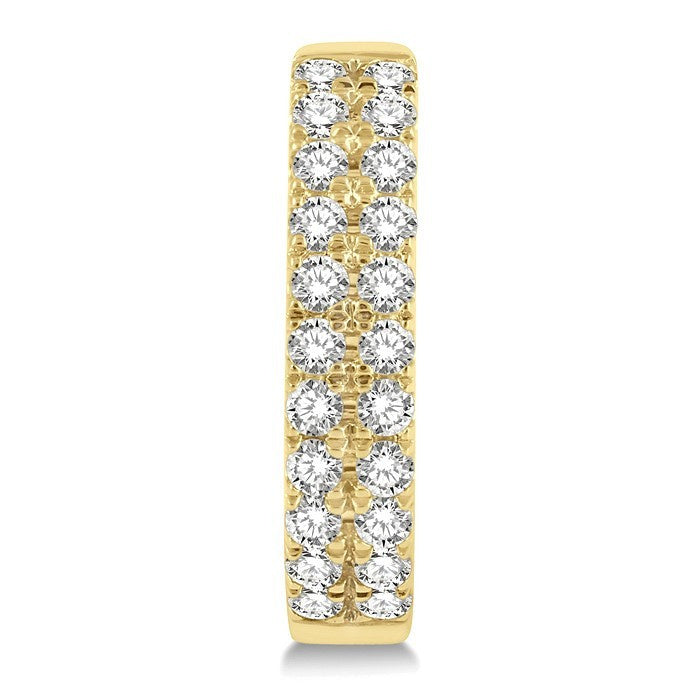 1/3 Ctw Twin Row Round Cut Diamond Petite Fashion Huggie Earrings in 14K Yellow Gold