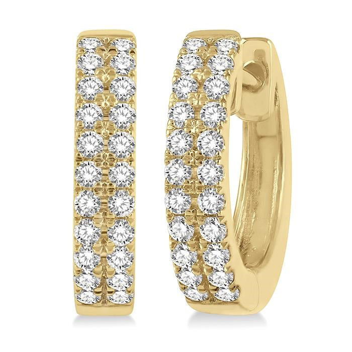 Two Row Diamond Petite Huggie Earring