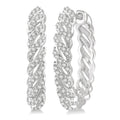 1/3 Ctw Open Twirl Round Cut Diamond Hoop Earrings in 14K White Gold