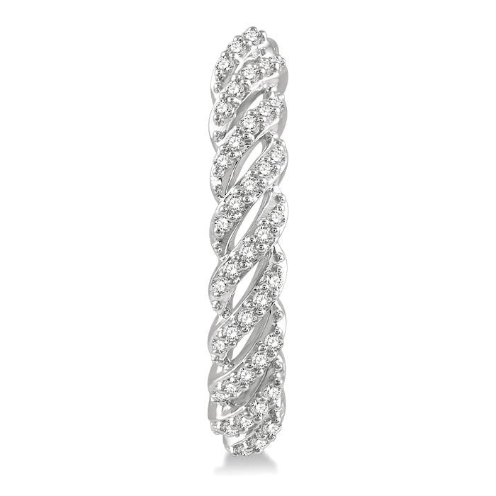 1/3 Ctw Open Twirl Round Cut Diamond Hoop Earrings in 14K White Gold