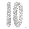 1/3 Ctw Open Twirl Round Cut Diamond Hoop Earrings in 14K White Gold