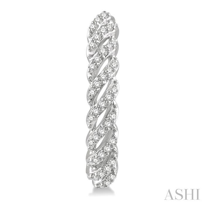 1/3 Ctw Open Twirl Round Cut Diamond Hoop Earrings in 14K White Gold