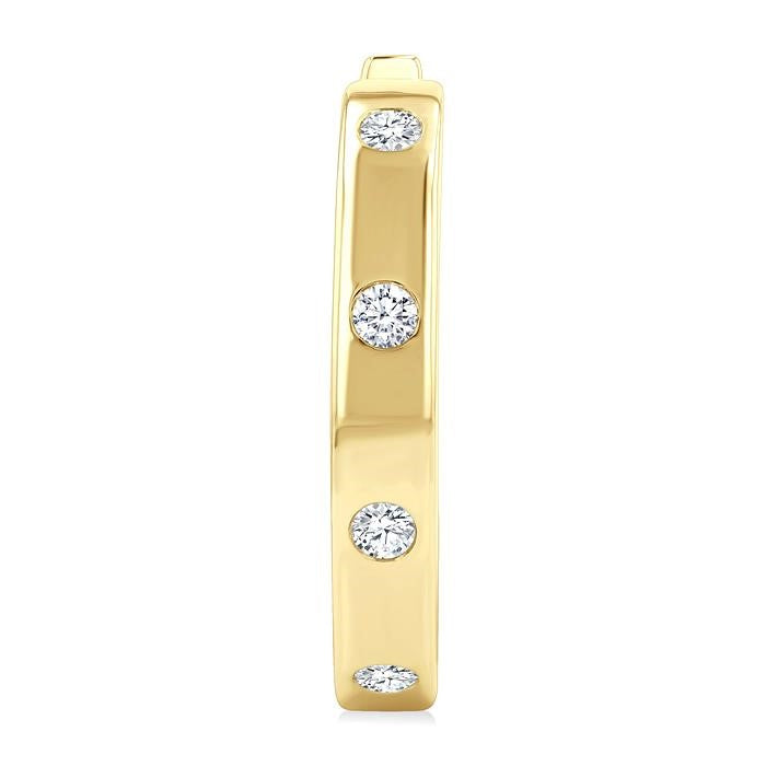 1/3 Ctw Flush Bezel Set Diamond Fashion Hoop Earrings in 14K Yellow Gold