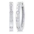1/6 Ctw Flush Bezel Set Diamond Fashion Hoop Earrings in 10K White Gold